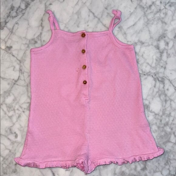 Zara Pink Knit Button-Front Romper 1 1/2Y - Picture 1 of 5